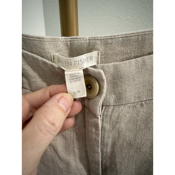 Eileen Fisher Size Small Blended Fabric Linen Style Pants Taupe Wide Leg - Picture 3 of 6